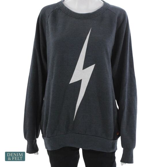 Aviator Nation Bolt Crew Sweatshirt Charcoal Lightning Graphic Unisex Vintage LA - Picture 4 of 10